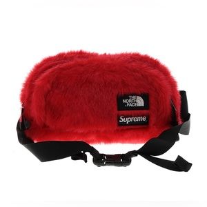 Supreme X The North Face Red Faux Fur Belt Bag